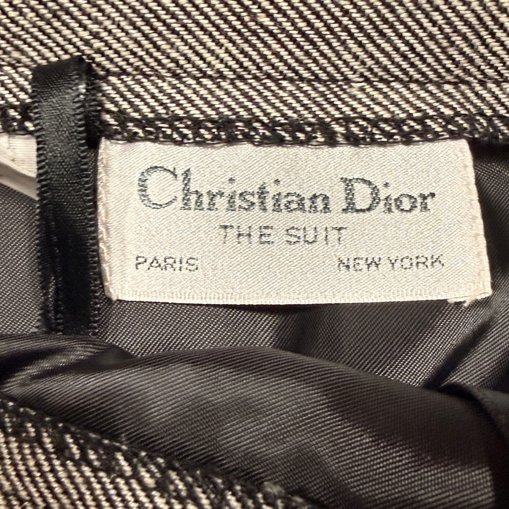 Vintage Christian Dior The Suit Skirt | 70s 80s Rayon Linen Midi | Pockets - Picture 13 of 16